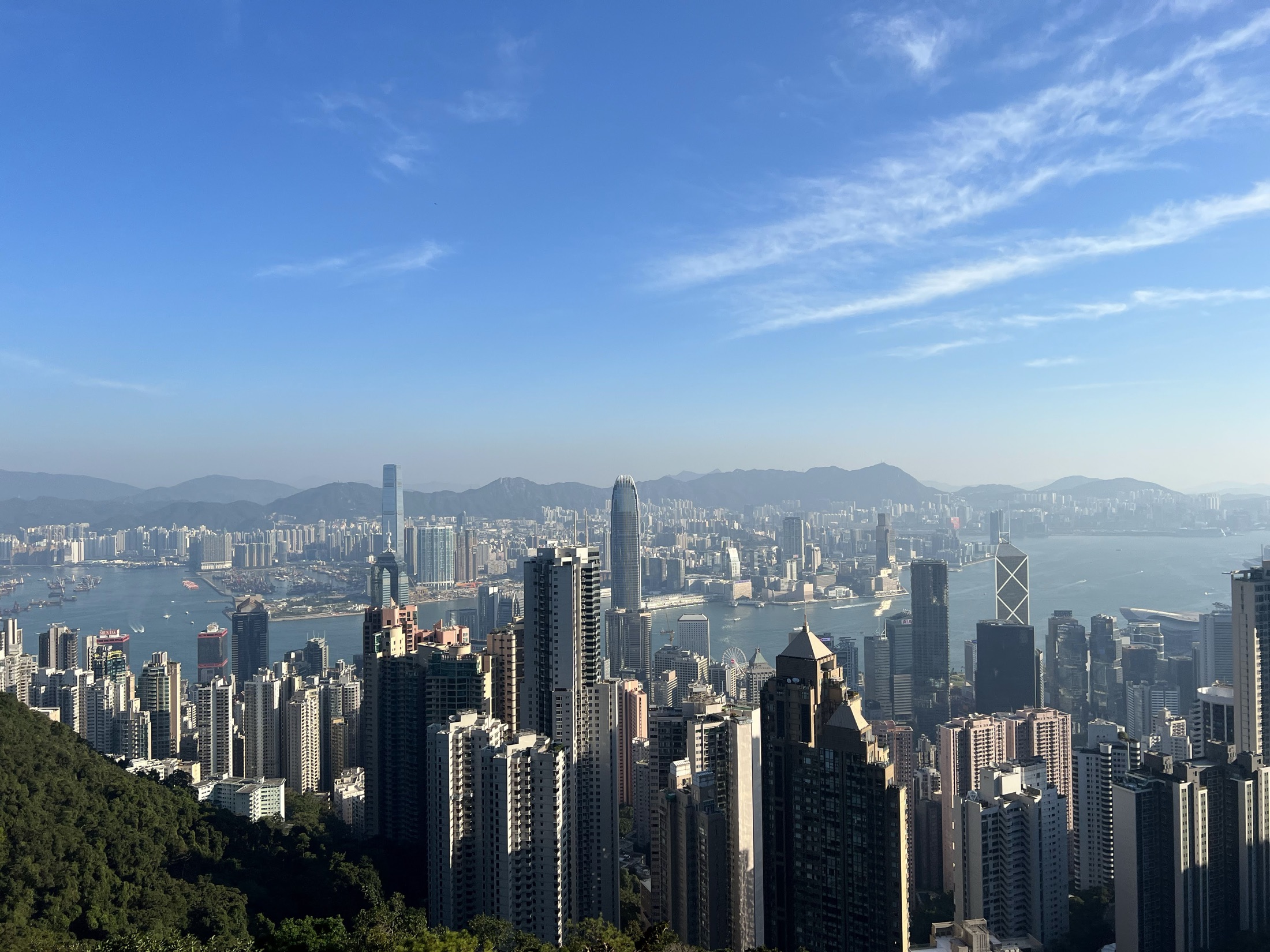 Victoria Harbour and the Hong Kong skyline from the Peak